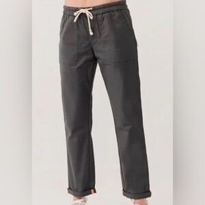 Pact Brown/Taupe drawstring organic daily twill pants